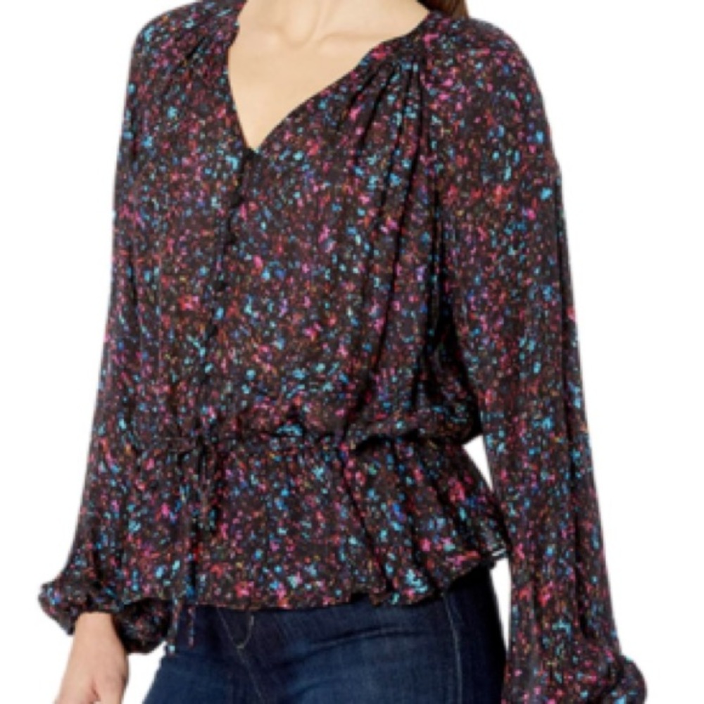 NWT Parker Rosaline Multicolor Bohemian Boho Ditsy Floral Print Silk Blouse SZ S